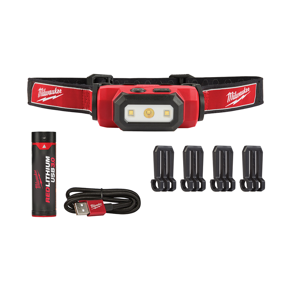 Milwaukee 211121 USB Rechargable Hard Hat Headlamp w/ Headlamp, Hard