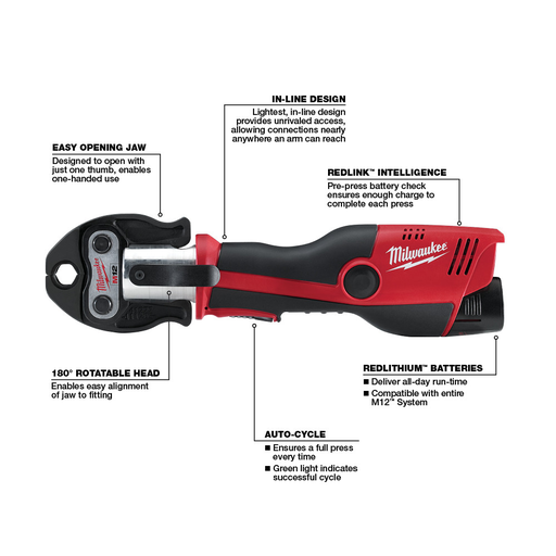 Milwaukee 247320 M12™ Press Tool (NO JAWS) Independent Electric