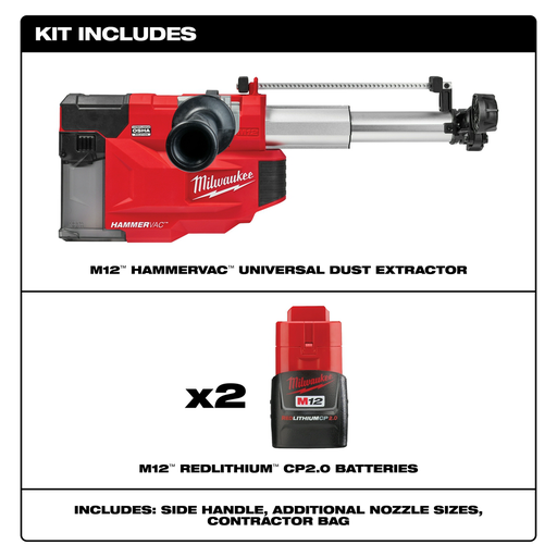 Milwaukee 250922 M12™ HAMMERVAC™ Universal Dust Extractor Kit