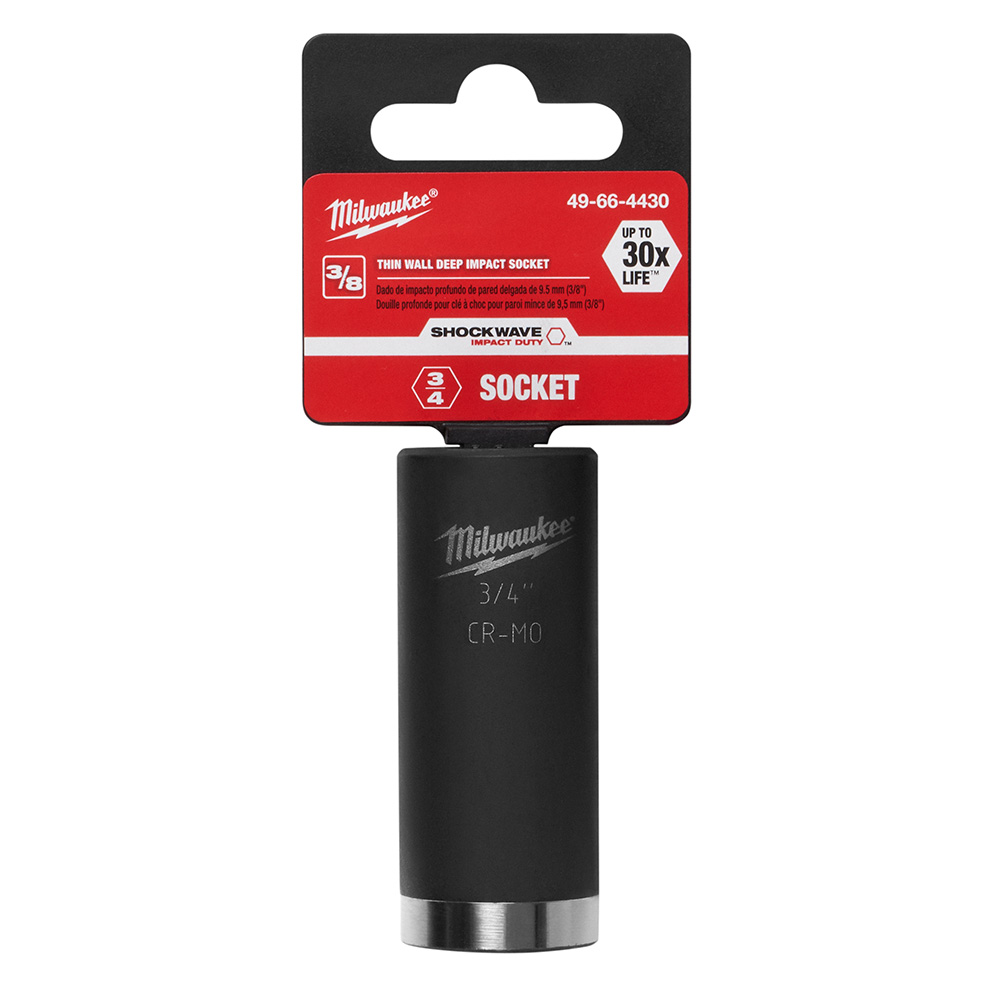 Product image for Milwaukee 49-66-4430 SHOCKWAVE™ 3/8" Impact Duty Deep Well Socket 3/4"