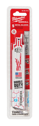 Product image for Milwaukee 48-01-9712 6" 10 TPI THE TORCH™ Ice Hardened™ SAWZALL® Blades (Bulk - 100 Pk)