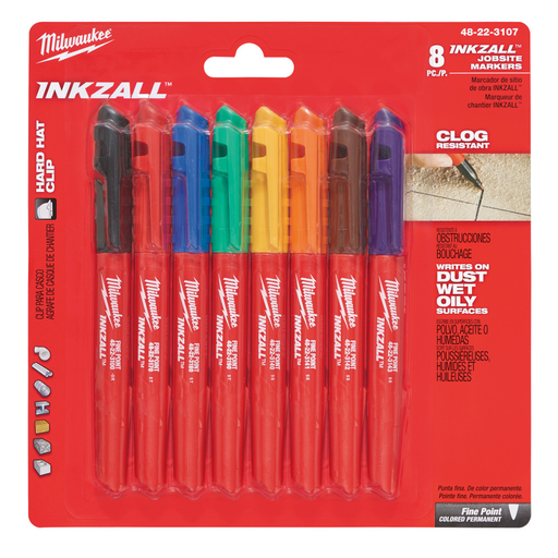 Product image for Milwaukee 48-22-3107 INKZALL™ Fine Point Colored Markers (4 Pack)