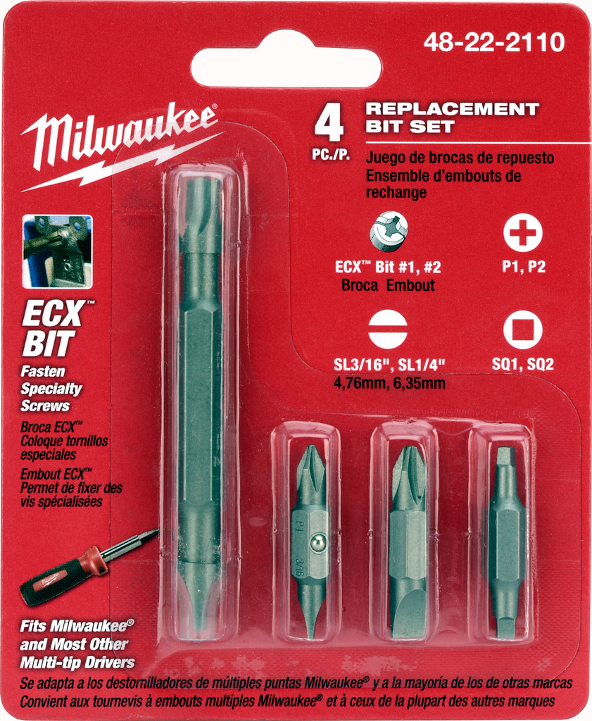 Product image for Milwaukee 48-22-2110 4-Piece Replacement Bit Set