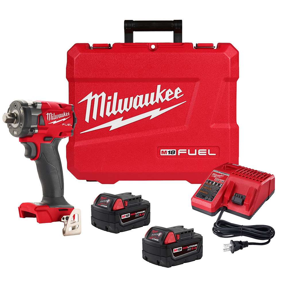 Product image for Milwaukee 2855P-22 M18 FUEL™ 1/2" Compact Impact Wrench w/ Pin Detent Kit