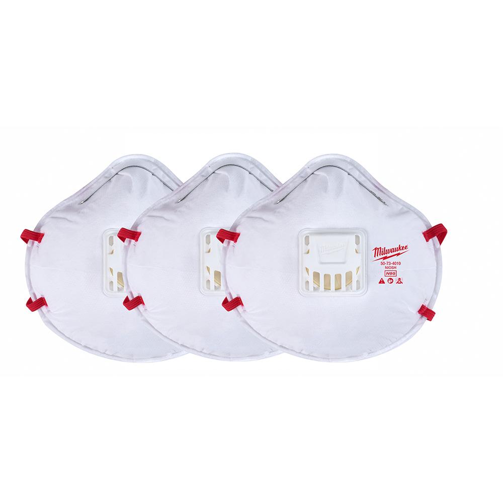 Milwaukee 48-73-4012 N95 Valved Respirator (3/Pack) Product image for Milwaukee 48-73-4012 N95 Valved Respirator (3/Pack)