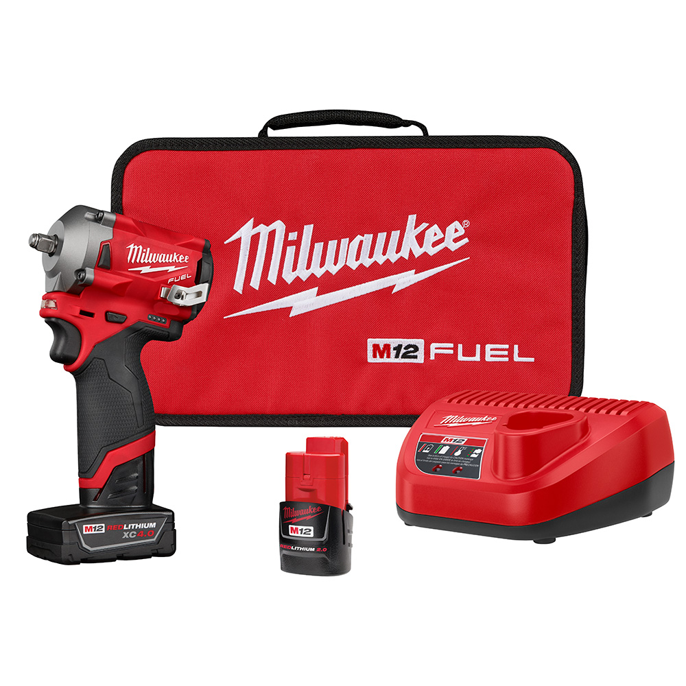 Product image for Milwaukee 2554-22 M12™ FUEL™ Stubby 3/8" Impact Wrench Kit