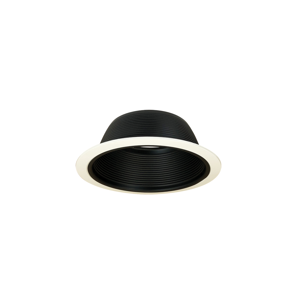 Product image for Nora NTM-30 6" BR30/PAR30 Black Stepped Baffle with White Ring