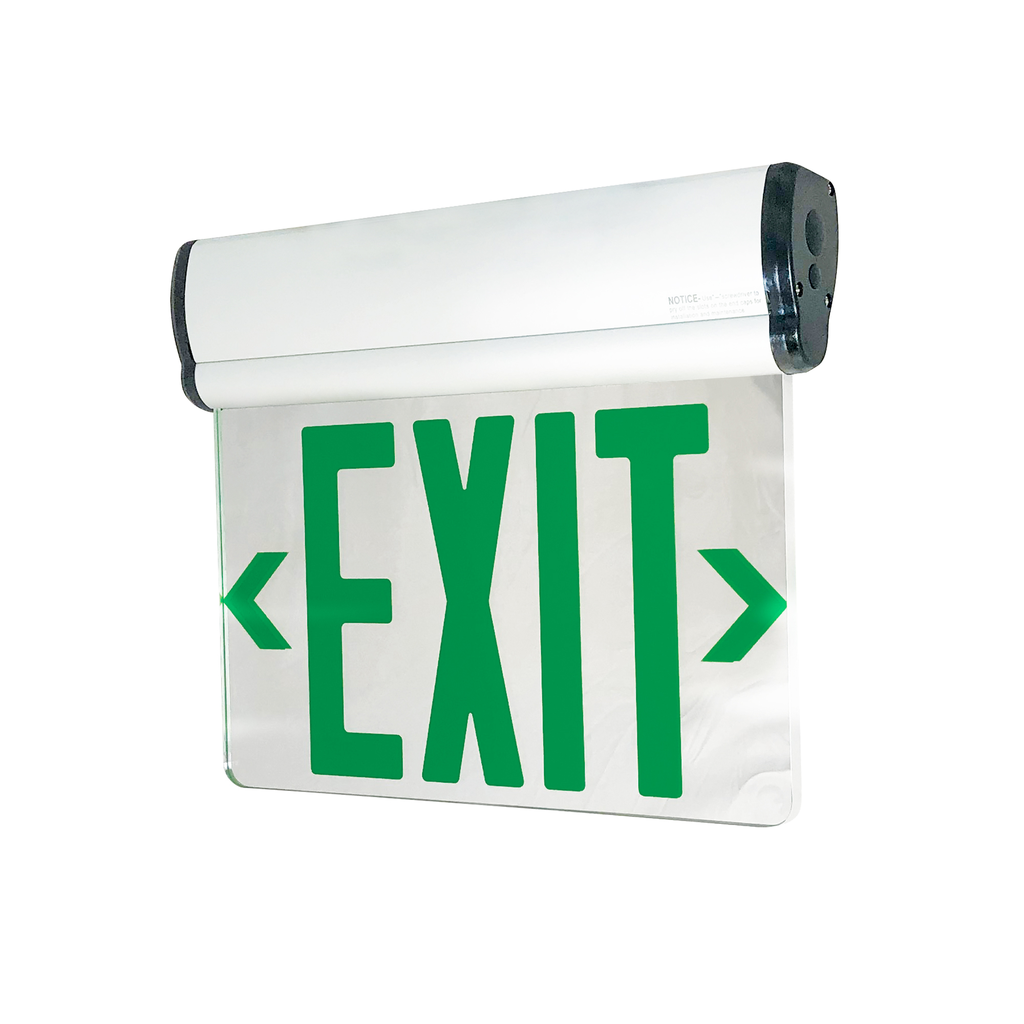 Product image for NOR NX-812-LEDG2MW EXIT ADJ BAT 2F GRN/MIR WHITE