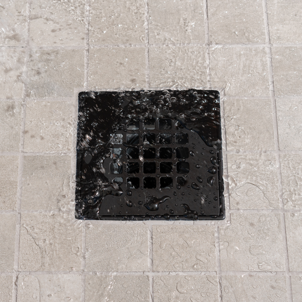 Oatey® Square Matte Black Snap-In Strainer with Ring