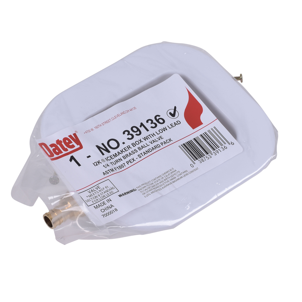 Oatey® I2K, 1/4 Turn, F1807, Low Lead, Ice Maker Outlet Box - Standard Pack