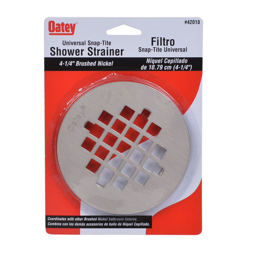 Oatey® 4-1/4 in. Brushed Nickel Snap-Tight Strainer – Carded