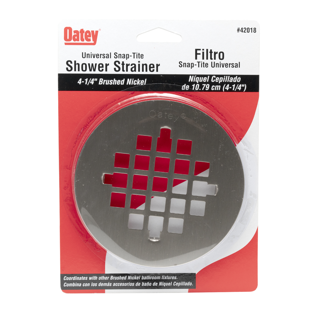 Oatey® 4-1/4 in. Brushed Nickel Snap-Tight Strainer – Carded