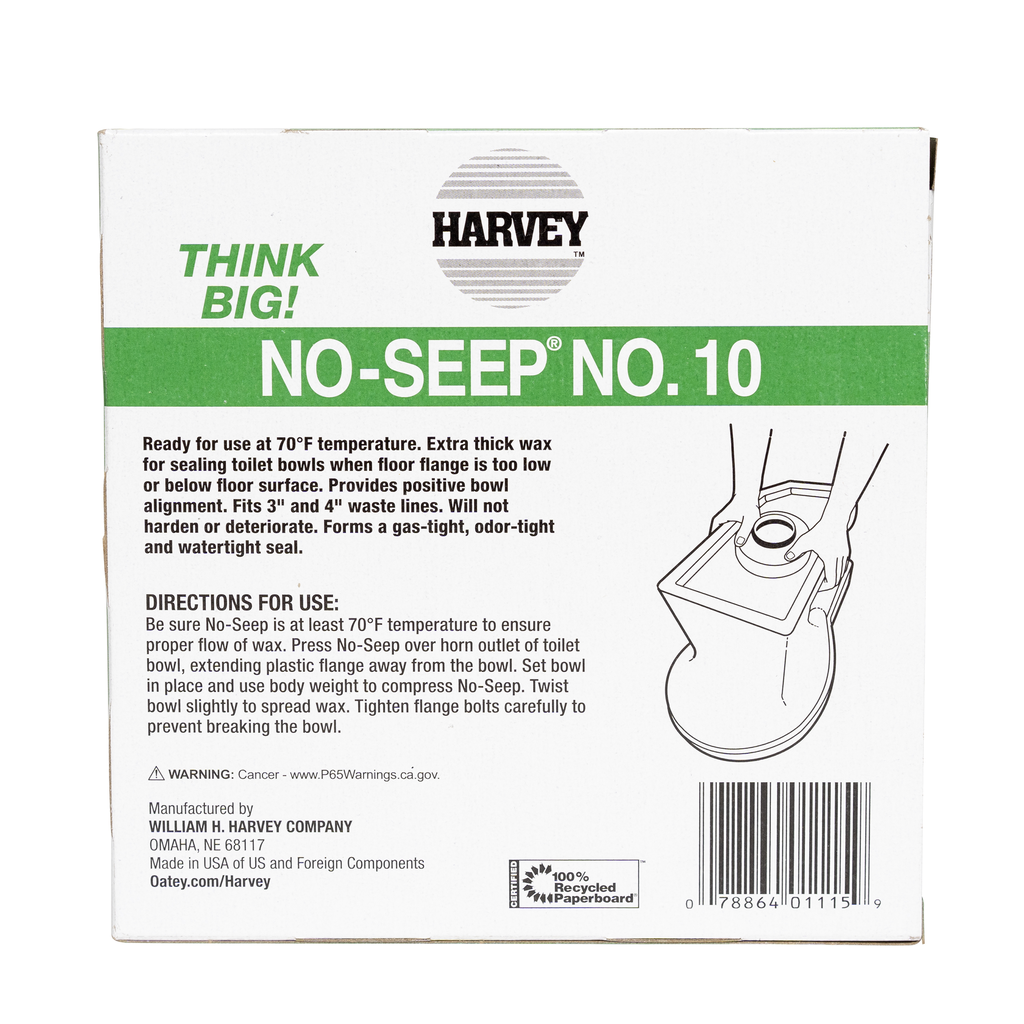 Harvey™ No-Seep® 3 in. or 4 in. No. 10 Extra Thick Wax Gasket