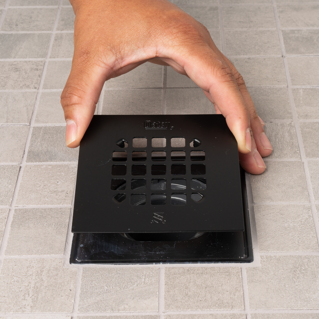 Oatey® Square Matte Black Snap-In Strainer with Ring