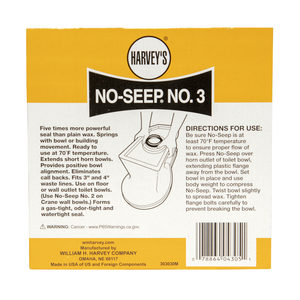 Harvey™ No-Seep® 3 in. or 4 in. No. 3 Reinforced Wax Gasket with Sleeve