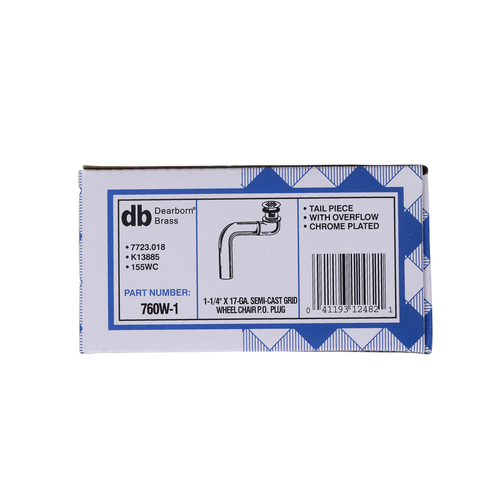 Dearborn® Semi-Cast Grid Wheelchair Patent Overflow Plug w/ 1-1/4 in. - 17 Ga. Tailpiece