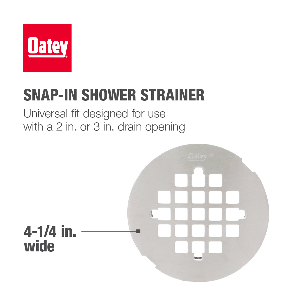 Oatey® 4-1/4 in. Brushed Nickel Snap-Tight Strainer – Carded
