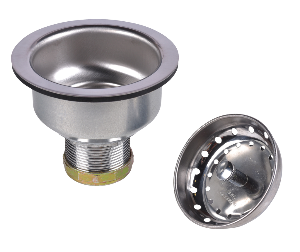 Dearborn® Sink Basket Strainer, Stainless Steel Body and Basket. Deep Locking Cup. Neoprene Stopper. Length 3-3/4 in.