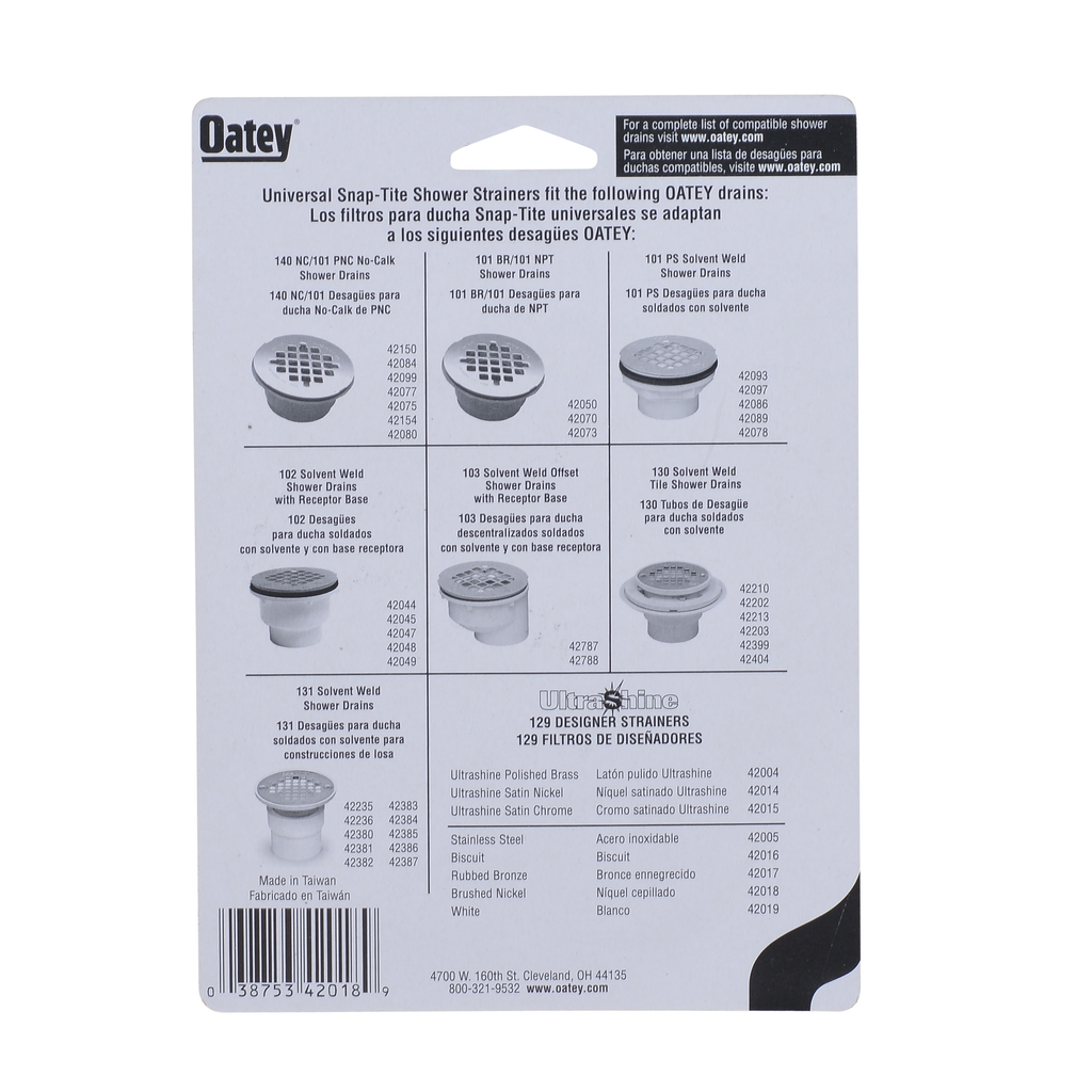 Oatey® 4-1/4 in. Brushed Nickel Snap-Tight Strainer – Carded