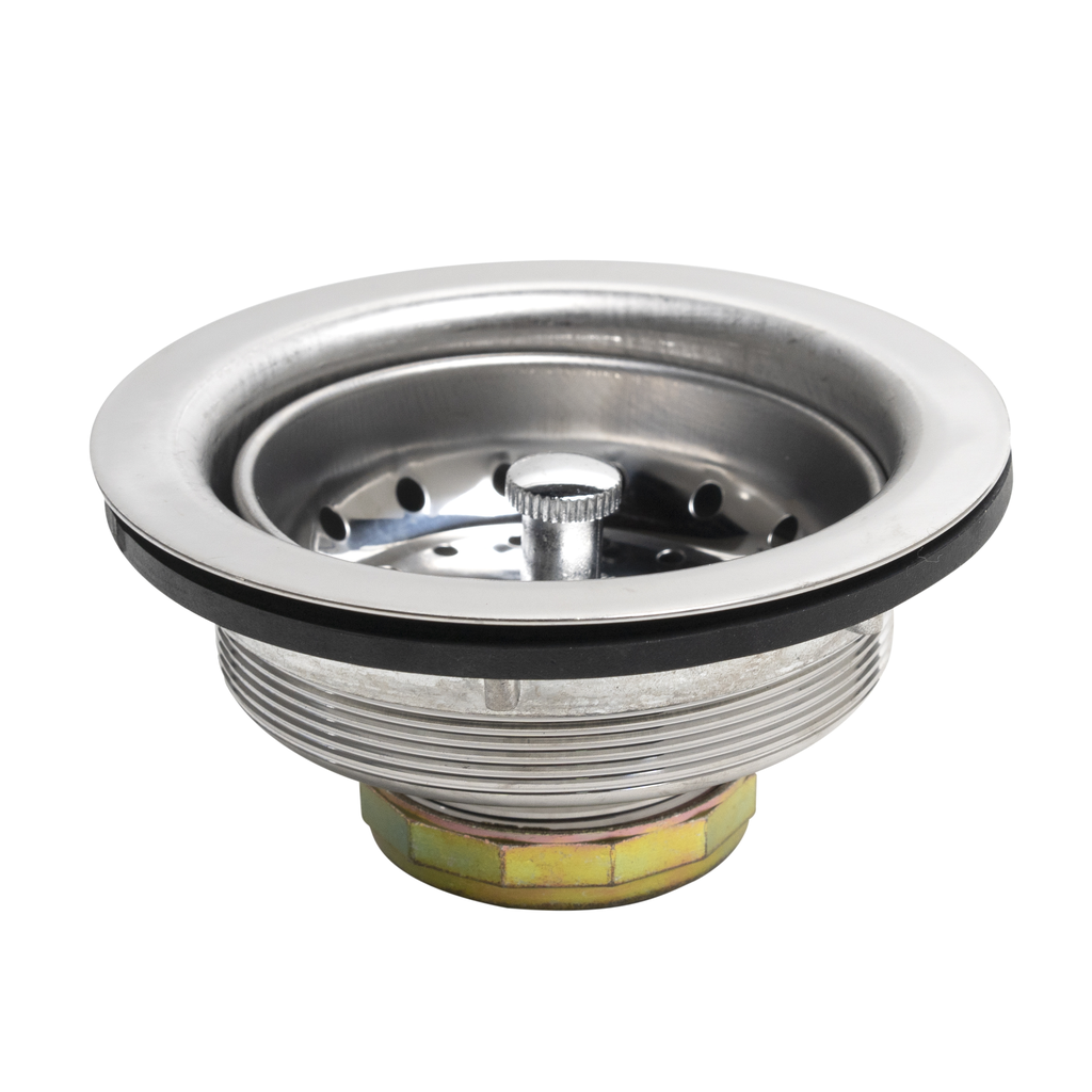 Dearborn® 10 Standard Sink Basket Strainer, Stainless Steel Body and Basket. Rubber Stopper w/ Metal Post