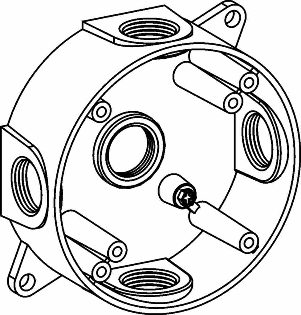 Product image for Orbit RB50-5-BR 4" Weatherproof Round Box, (5) 1/2" Hubs, 1-1/2" Deep - Bronze