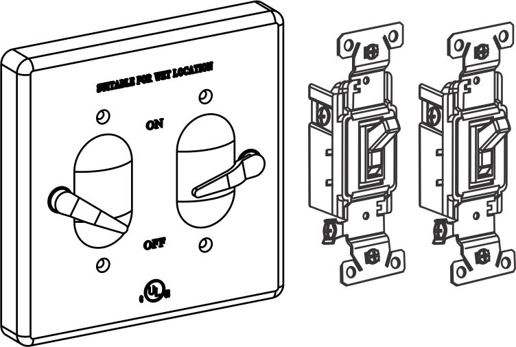 Product image for Orbit 2CA-SW15 2-Gang Weatherproof Lever Cover w/ (2) 15A Switches, Aluminum - Gray