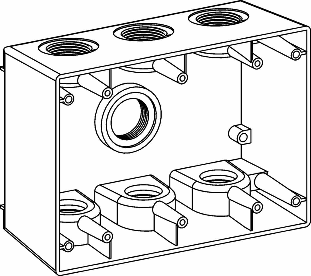 Product image for Orbit 3DB75-7 3-Gang Weatherproof Box, 2-5/8" Deep, (7) 3/4" Hubs - Gray