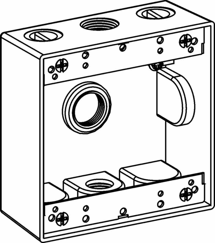 Product image for Orbit 2B100-3 2-Gang Weatherproof Box, 2" Deep, (3) 1" Hubs - Gray