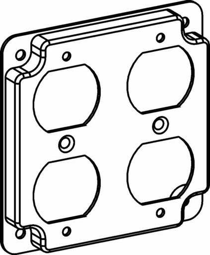 Mayer-DDS-RAISED 1/2", 4" SQUARE (4S) 2 DUPLEX RECEPTACLES INDUSTRIAL COVER WITH CRUSHED CORNER-1