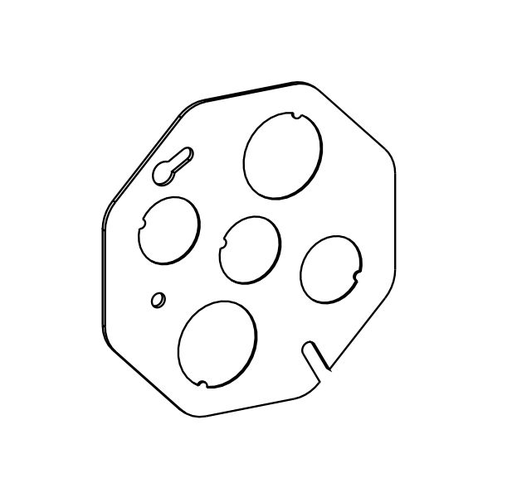 CB-BK - FLAT, 4" OCTAGONAL CONCRETE BOX BLANK COVER WITH 1/2" & 3/4" KO