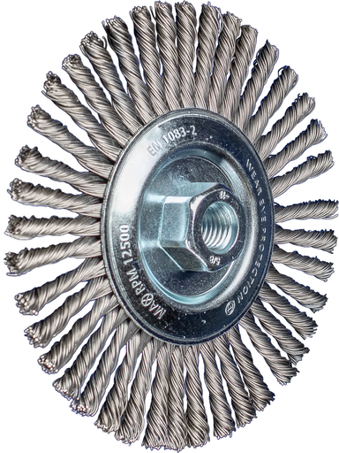 6'' PSF Stringer Bead Knot Wheel .020 CS Wire, 5/8-11 Thread, 48 Knots