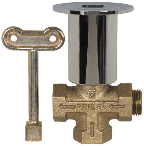 Prier 3-Way Gas Log Lighter Valve With Chrome Plated Escutcheon
