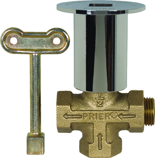 Prier 3-Way Gas Log Lighter Valve With Polished Brass Escutcheon