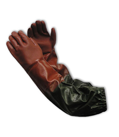 Product image for PIP 58-8431R PVC Dipped Glove w/ Interlock Lining and Premium Sandy Finish - 24" Extended Vinyl Sleeve