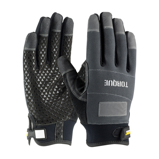 Product image for PIP 120-4500/M Medium Black/Gray Silicone Grip Neoprene/Nylon Back Slip-On Cuff Workman Gloves