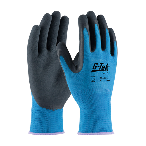 Product image for PIP 55-AG316/M G-TEK, 15G BLUE POLYESTER SHELL, BLACK LATEX MICROSURFACE GRIP LIKELY SUBJECT TO TAX