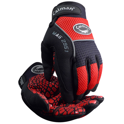 Multi-Activity Glove with Silicone Grip on Synthetic Leather Palm and Red AirMesh™ Back, Red, L