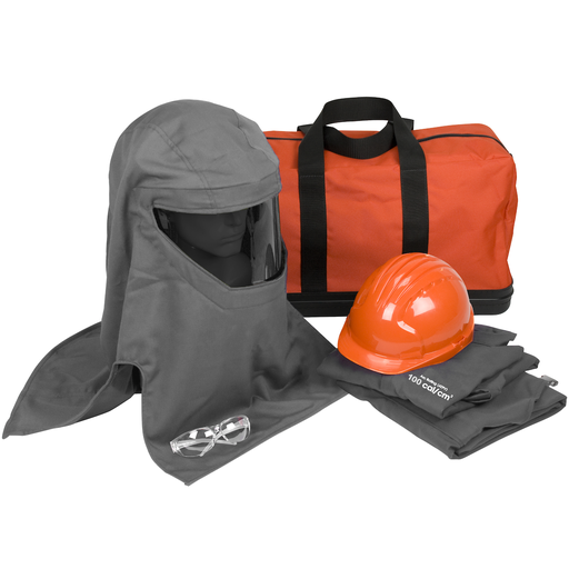 Product image for PIP 9150-52730/4XL 100 CAL KIT JACKET OVERALLS HARD HAT HOOD BAG SAFETY GLASSES