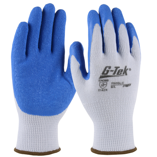 Seamless Knit Polyester Glove with Latex Coated Crinkle Grip on Palm & Fingers, Gray, M