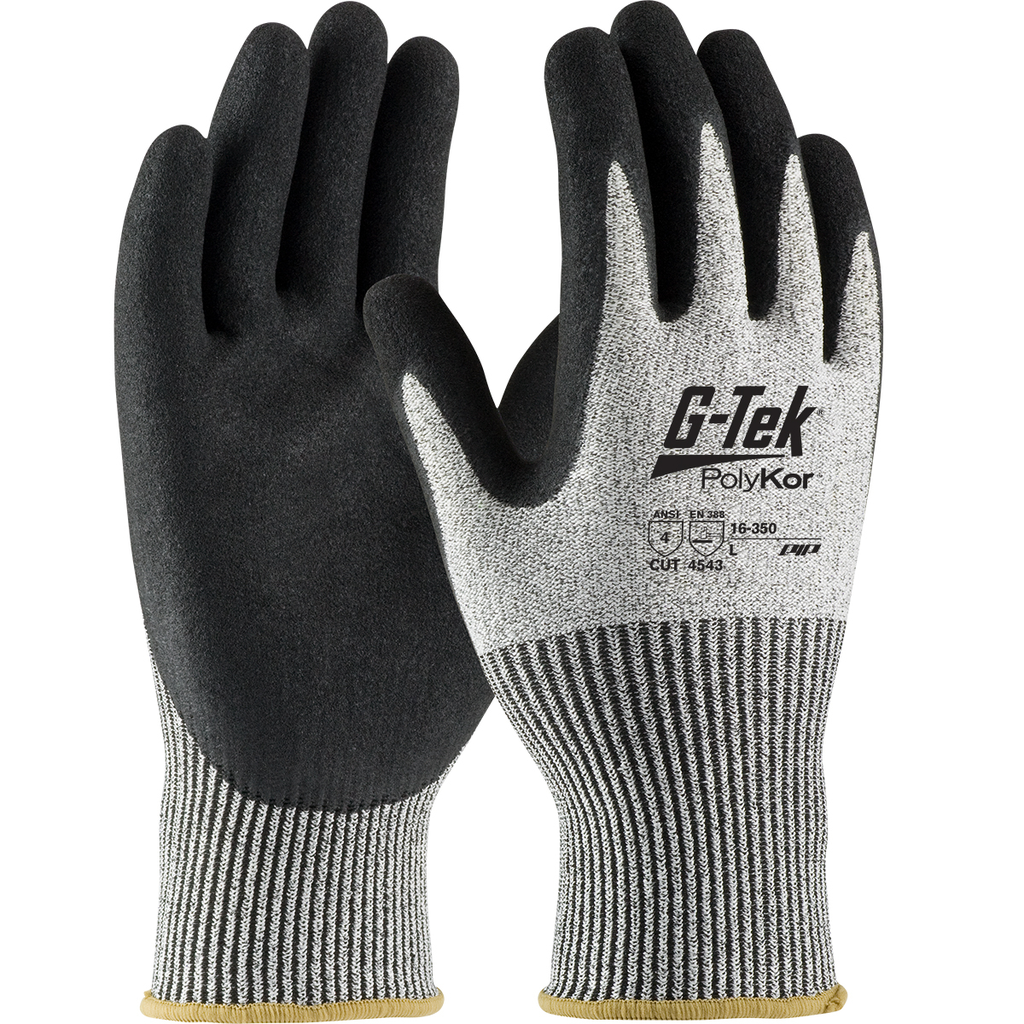 Product image for PIP 16-350/M G-Tek PolyKor, S&P 13G Blend Shell, Black Nitrile MicroSurface Grip, A4