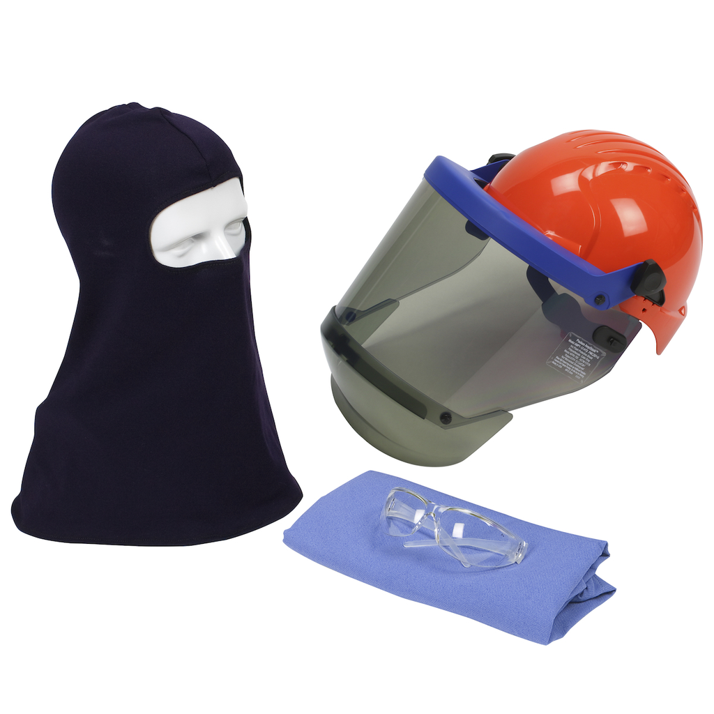 Product image for PIP 9150-52508 12 CAL KIT ARC SHIELD/BAG HARD HAT BALACLAVA GLASSES