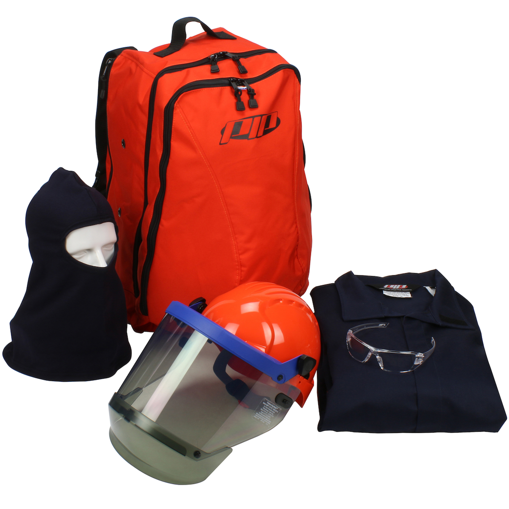 Product image for PIP 9150-5388EB/XL 8 CAL DUAL CERT. COVERALL KIT ARC SHIELD HH BAL BAG GLASSES