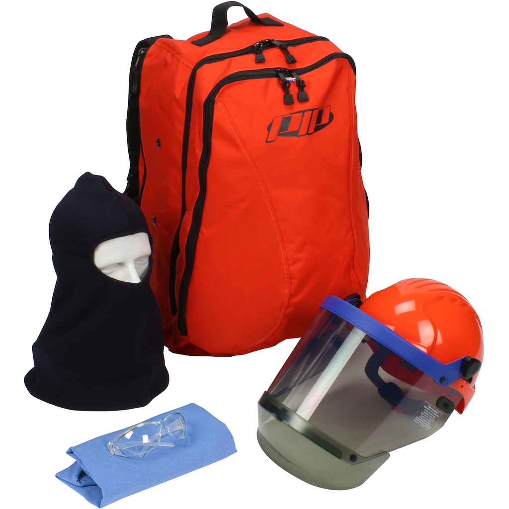 Product image for PIP 9150-52500 12 CAL KIT ARC SHIELD/BAG HARD HAT BALACLAVA GLASSES BACKPACK