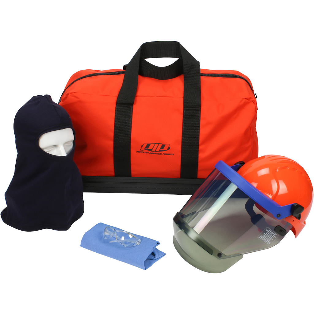 Product image for PIP 9150-52512 12 CAL KIT ARC SHIELD/BAG HARD HAT BALACLAVA GLASSES CARRY BAG
