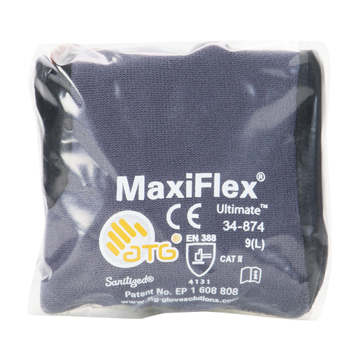 Seamless Knit Nylon / Elastane Glove with Nitrile Coated MicroFoam Grip on Palm & Fingers - Vend-Ready, Gray, L