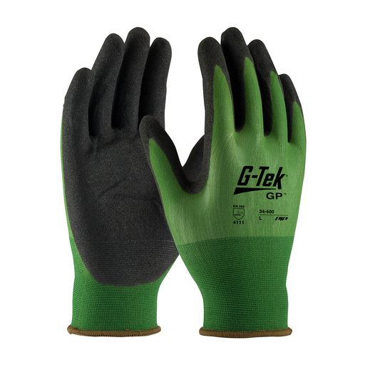 Product image for PIP 34-400/XS G-TEK GP, 18G GREEN NYLON SHELL, BLACK MICROSURFACE NITRILE GRIP LIKELY SUBJECT TO TAX