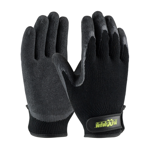 Product image for PIP 39-C1375/XL Seamless Knit Cotton / Polyester Glove w/ Latex Coated Crinkle Grip on Palm Fingers - Hook Loop Closure - XLarge