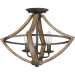 Shire 3 lgt semi flush rustic black