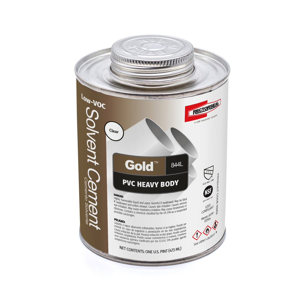 RectorSeal GOLD 844L 55952 Heavy Body Solvent Cement, Bonding Strength, Plumbing, 1 Pint