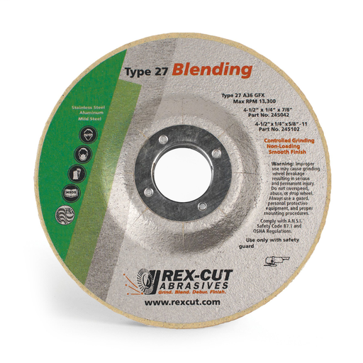 Cotton Fiber Blending Wheel - 4-1/2 x 3/16 x 7/8 - A36 GFX